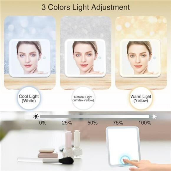 Travel makeup bag with LED mirror cosmetic case organizer with dividers black - Picture 3 of 7